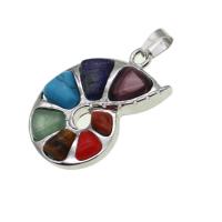 Pendentifs pierres gemmes mixtes , pierre gemme, avec alliage de zinc, couleurs mélangées Vendu par PC