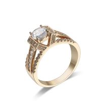 Cubic Zirconia Micro Pave Brass Finger Ring, plated, micro pave cubic zirconia & for woman, golden 