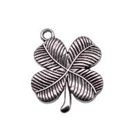 Zinc Alloy Clover Pendant, Four Leaf Clover, antique silver color plated, vintage & Unisex 