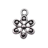 Zinklegierung Blume Anhänger, silberfarben plattiert, Modeschmuck, Silberfarbe, 14x10mm, verkauft von PC