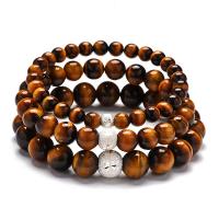 Tiger Eye Stone Bracelets, Round, Unisex Approx 7 Inch 