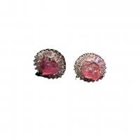 Zinc alliage strass Stud Earring, tourmaline, avec alliage de zinc, pour femme & avec strass, couleurs mélangées, 10-35mm, Vendu par paire