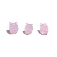 Natural Quartz Pendants, Rose Quartz, Fox, no hole, pink 