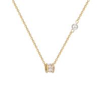 Collier de bijoux de titane, Acier titane, avec 2.4 chaînes de rallonge, Plaqué d'or, bijoux de mode & pavé de micro zircon & pour femme, doré, 5mm .5 cm, Vendu par PC