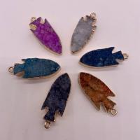 Ice Quartz Agate Pendants, with Brass, arrowhead, gold color plated, Unisex 