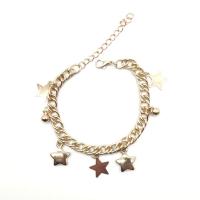 Aleación de aluminio Pulsera, con 1.97Inch extender cadena, Estrella, unisexo, dorado, longitud:aproximado 6.69 Inch, Vendido por UD