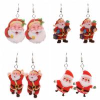 Pendientes de Navidad, Acrílico, con fundición, Papá Noel, chapado en color de plata, diferentes estilos para la opción, color mixto, Vendido por Par