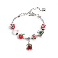 Bracelet de Noël en alliage zinc, laiton, avec alliage de zinc, Placage, styles différents pour le choix & émail, couleurs mélangées, 10mm cm, Vendu par PC