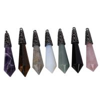 Gemstone Zinc Alloy Pendants, with Zinc Alloy, gun black plated, DIY 