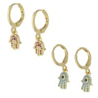 Aro aro gota pendiente, metal, chapado en color dorado, micro arcilla de zirconia cúbica & para mujer, más colores para la opción, 23mm, Vendido por Par