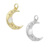 Cubic Zirconia Micro Pave Brass Pendant, Moon, plated, micro pave cubic zirconia Approx 3mm 