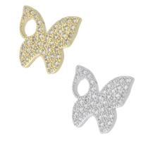 Cubic Zirconia Micro Pave Brass Pendant, Butterfly, plated, micro pave cubic zirconia 