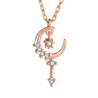 Zircon cubique Micro Pave collier en argent sterling, Argent sterling 925, Plaqué de couleur d'or rose, pavé de micro zircon & pour femme Environ 17.71 pouce, Vendu par PC