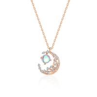 Zircon cubique Micro Pave collier en argent sterling, Argent sterling 925, avec Moonstone, Placage, pavé de micro zircon & pour femme, plus de couleurs à choisir Environ 15.74 pouce, Vendu par PC