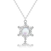 Zircon cubique Micro Pave collier en argent sterling, Argent sterling 925, avec chalumeau, flocon de neige, Placage de couleur platine, pavé de micro zircon & pour femme Environ 15.74 pouce, Vendu par PC