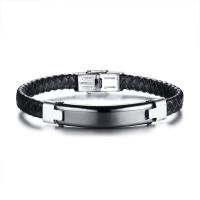 Acier inoxydable 304 bracelet, avec Cuir, pour homme Environ 8.46 pouce, Vendu par PC