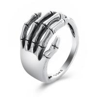 Zinc Alloy Cuff Finger Ring, plated, fashion jewelry & for woman & blacken, silver color 