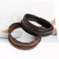 Microfiber PU Bracelet, zinc alloy magnetic clasp, plated, for man cm 