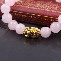 Rose Quartz Bracelet, Round, Unisex & anti-fatigue, pink, 10mm Approx 7.48 Inch 