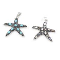 Gemstone Brass Pendants, with Rhinestone Clay Pave & Brass, Starfish, plated & Unisex 