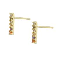 Befestiger Zirkonia Messing Ohrring, goldfarben plattiert, Micro pave Zirkonia & für Frau, farbenfroh, 2x9x13.5mm, verkauft von Paar