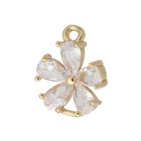 Cubic Zirconia Micro Pave Brass Pendant, Flower, gold color plated, micro pave cubic zirconia 