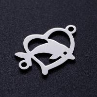 Stainless Steel Charm Connector, 201 Stainless Steel, Dolphin, Vacuum Ion Plating, fashion jewelry & DIY & Unisex 