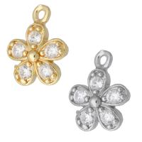 Cubic Zirconia Micro Pave Brass Pendant, Flower, plated, micro pave cubic zirconia Approx 1mm 