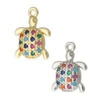 Cubic Zirconia Micro Pave Brass Pendant, Turtle, plated, micro pave cubic zirconia Approx 1mm 