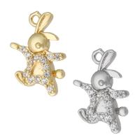 Cubic Zirconia Micro Pave Brass Pendant, Rabbit, plated, micro pave cubic zirconia Approx 1mm 