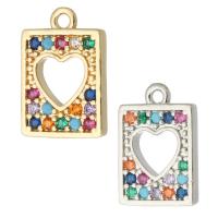 Cubic Zirconia Micro Pave Brass Pendant, Rectangle, plated, micro pave cubic zirconia & hollow Approx 1mm 