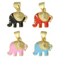 Enamel Brass Pendants, Elephant, gold color plated Approx 3mm 