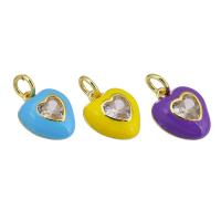 Enamel Brass Pendants, Heart, gold color plated Approx 4mm 