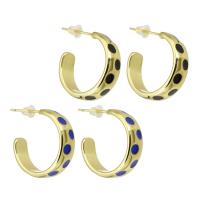 Brass Stud Earring, gold color plated, for woman & enamel 