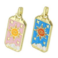 Enamel Brass Pendants, Rectangle, gold color plated Approx 2mm 