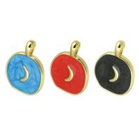 Enamel Brass Pendants, gold color plated 