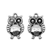 Pendentifs animaux en alliage de zinc, hibou, Placage, argent Vendu par PC