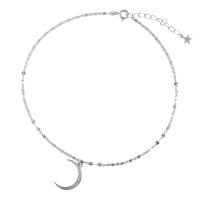 metal pulsera tobillera, sintético, micro arcilla de zirconia cúbica & para mujer, plateado, 14mm, longitud:25 cm, Vendido por UD