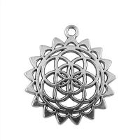 Zinc Alloy Hollow Pendants, Flower, antique silver color plated, vintage & Unisex 