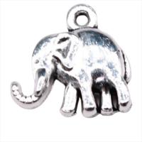 Pendentifs animaux en alliage de zinc, éléphant, Plaqué de couleur d'argent, Vintage & unisexe Vendu par PC