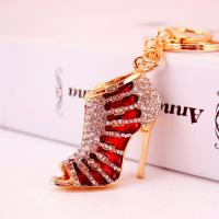 Zinc Alloy Key Clasp, with Czech Rhinestone, Shoes, high quality plated, fashion jewelry & Unisex & enamel nickel free 