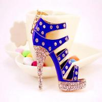 Zinc Alloy Key Clasp, with Czech Rhinestone, Shoes, high quality plated, fashion jewelry & Unisex & enamel 