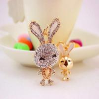 Zinc Alloy Key Clasp, with Czech Rhinestone, Rabbit, high quality plated, fashion jewelry & Unisex & enamel 