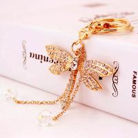 Zinc Alloy Key Clasp, with Czech Rhinestone, Dragonfly, high quality plated, fashion jewelry & Unisex 