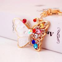 Zinc Alloy Key Clasp, with Czech Rhinestone, Butterfly, high quality plated, fashion jewelry & Unisex & enamel, nickel free 