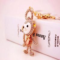 Zinc Alloy Key Clasp, with Czech Rhinestone, Monkey, high quality plated, fashion jewelry & Unisex & enamel 