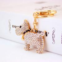 Zinc Alloy Key Clasp, with Czech Rhinestone, Dog, high quality plated, fashion jewelry & Unisex & enamel 