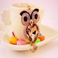 Zinc Alloy Key Clasp, with Czech Rhinestone, Owl, high quality plated, fashion jewelry & Unisex & enamel 