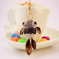 Zinc Alloy Key Clasp, with Czech Rhinestone, Goldfish, high quality plated, fashion jewelry & Unisex & enamel 