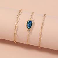 Zinc Alloy Bracelet Set, KC gold color plated, three layers & for woman Approx 6.3 Inch 